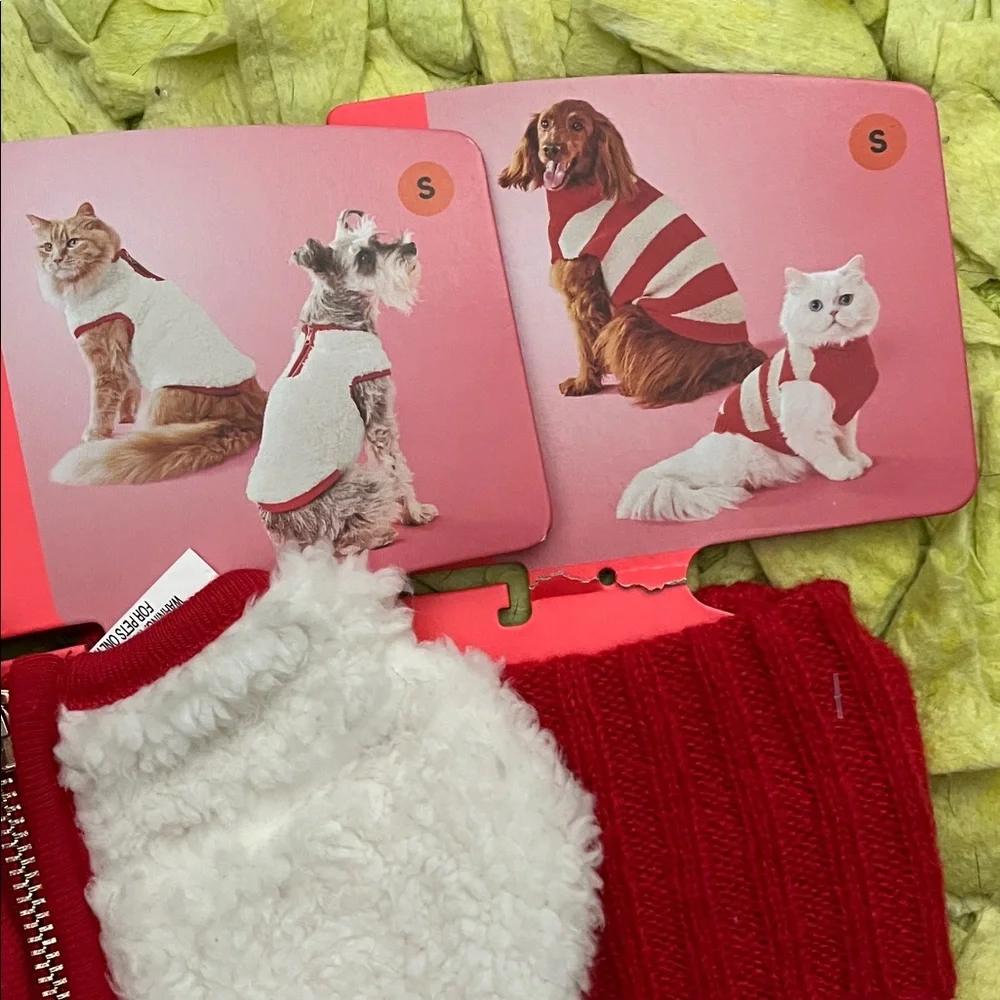 Bundle of 2 Boots & Barkley White and Red Pet Sweaters size Small